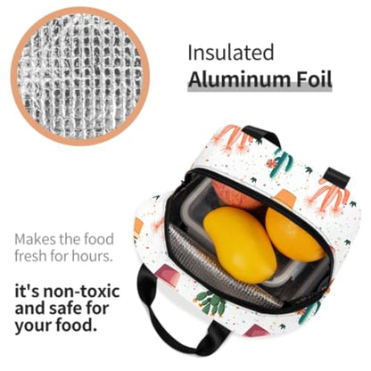 Cactus Lunch Bag Succulent Floral Insulated Lunch Tote Bags Container Reusable Cooler Lunch Box for Teens Kids Adult Office Outdoor - color: Cactus