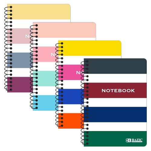 BAZIC Small Notebook Memo Size Pad, 5"x7" Spiral Side Bound, 120 Sheets Wirebound Pocket Personal Notebooks, Assorted Color, 36-Pack | 120 wide-ruled sheets, wire binding lays flat, Compact for planners, 120 C - color: 4 Assorted Colors (120 Sheets/Book),