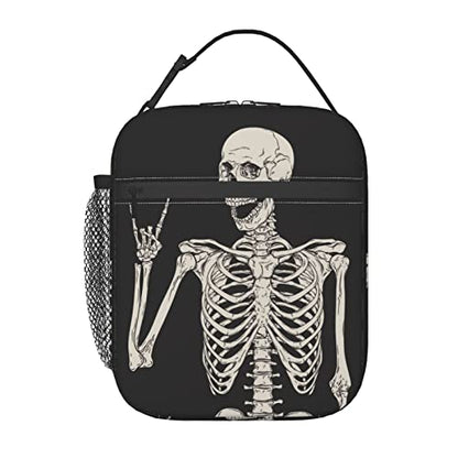 YETTA YANG Halloween Skeleton Funny Skull Portable Lunch Bag Insulated Lunch Box Reusable Totes For Women Men Work Picnic Camping - color: Black20