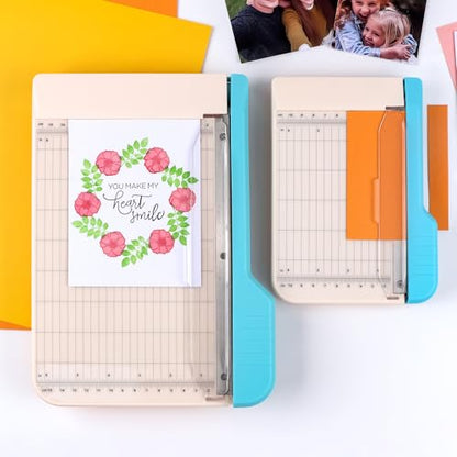 Briartw 2 Pack, 6" and 9" Guillotine Paper Trimmer - Precision Blade for Paper,Photos,Cardstock,Fabric,Leather with Self-Sharpening Blade, Inch/Cm Grid, Portable Paper Cutter for Crafting - color: Large & Mini(6.25"x9" & 4.25"x6")