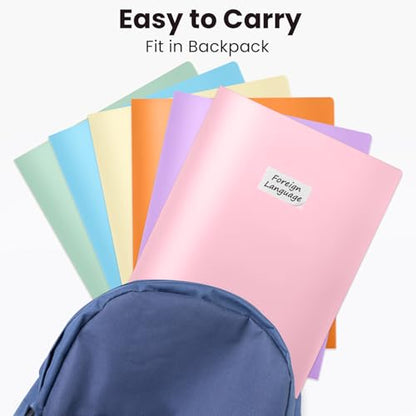 Sooez 6Pack Folders with Pockets, Pocket Folders with Extra Labels, Plastic Folders with Pockets, 2 Pocket Folders Bulk, Heavy Duty File Folders, School Folders Business Folder Office Filing Supplies - color: Candy Colors