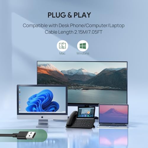 Yealink UH42 USB-C/A Headset with Noise Cancelling Mic, Wired Headphones for PC Computer Laptop, Compatible with Zoom Teams, Comfort Ear Cushions, Stereo Sound, in line Controls - color: Stereo, style: All Platforms USB-C & USB-A