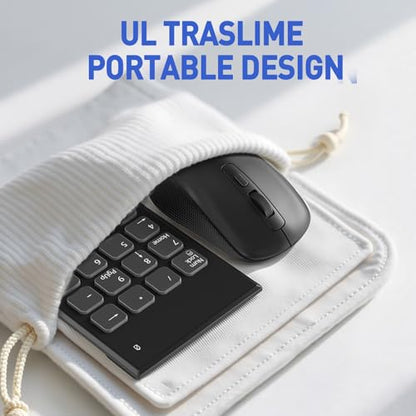 Wireless Number Pad and Mouse Combo, 19 Key USB Keypad and 3 Adjustable DPI Silent Mouse, 2.4GHz Ultra Slim Keypad for Laptop, PC, Desktop, Notebook – One USB Receiver, Portable and Lightweight