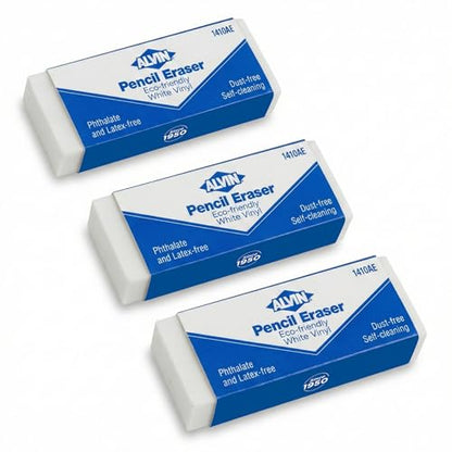 ALVIN White Vinyl Pencil Erasers Pack, Latex-Free, Ideal for Geometry, Drafting, and Engineering, Drawing, Architecture, and Art - Box of 3 - size: 3 Pack