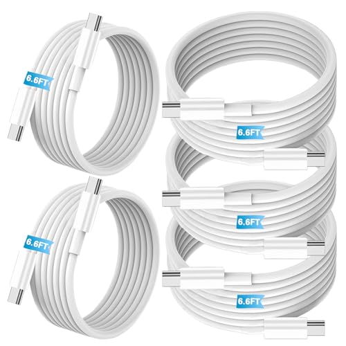 Gartmost [5-Pack] USB C to C 60W Fast Charging Cable, 480 Mbps Data Transfer【5 * 6.6ft】, PD 3.0 Compatible with iPhone 15/16 Plus Pro Pro Max, MacBook Pro/Air, Pad Pro/Air/mini and More（White） - size: 6.6ft+6.6ft+6.6ft+6.6ft+6.6ft