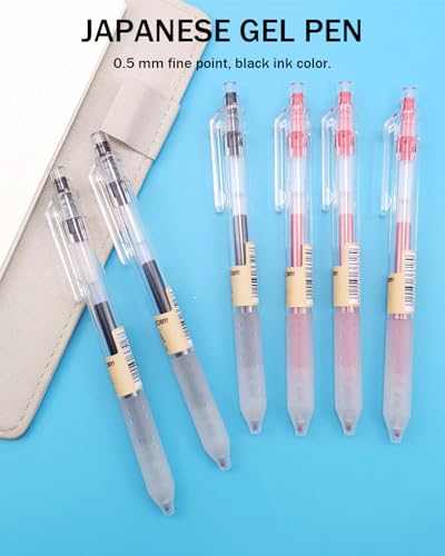 6 Pcs Japanese Pens Stationery, 0.5mm Retractable Gel Pens Fine Point (Black)