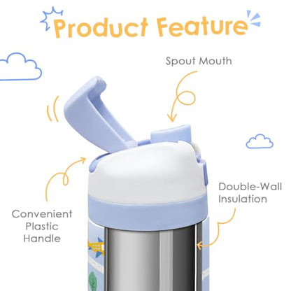 Construction Kids Insulated Stainless Steel Water Bottle 16 Oz, Travel Tumbler for School, Sports for Boys, Birthday, Back To School - color: Construction