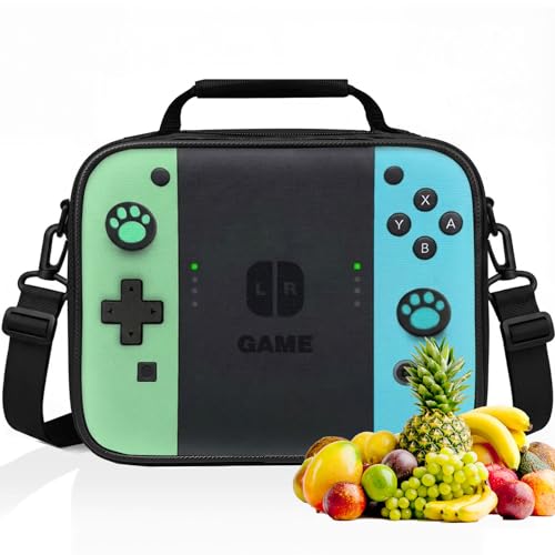 Insulated Lunch Box for Boys Girls, Game Lunch Bag for School Work Office Travel Picnic Hiking Beach, Reusable Portable Lunchbox with Adjustable Strap - color: GAME-SW-DS-BELT