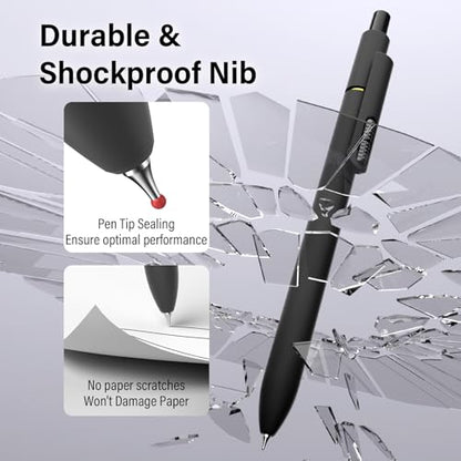 0.7mm Gel Pens Black Ink, 8 Pack Retractable Pens with Fidget Clip | Medium Point Smooth Writing, Quick-Drying, No Smudges, Stress Relief, Journaling, Note Taking, School, Office, Student/Adults - color: Classic -8Pcs Black Ink