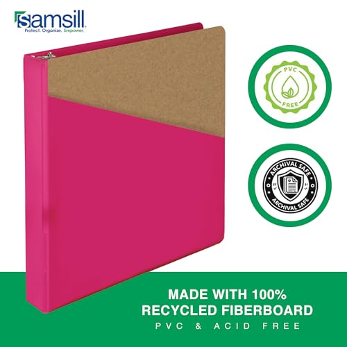 Samsill Durable 1 Inch Binder, D Ring Binder, Customizable Clear View Cover, Magenta, Holds 225 Pages - color: Dragonfruit, size: 1 Pack, style: 1 Inch
