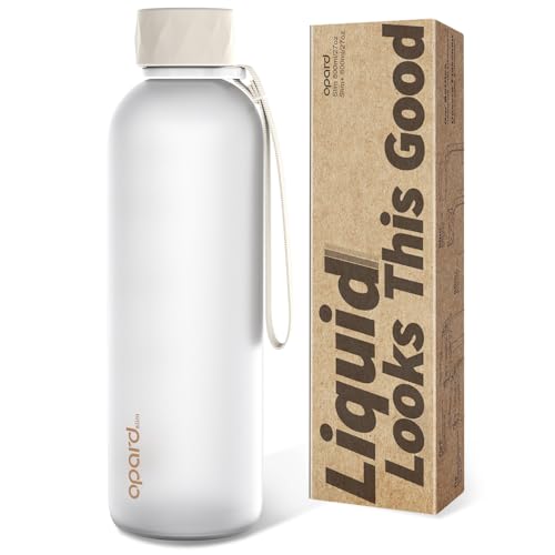 Opard Slim Pro Water Bottle 27oz, Plastic Water Bottle BPA-Free, Facetted Rubberized Grip-Texture Monocap, Leakproof Screw Top, Cream White, Reusable for Travel School Sport Gym Hiking - color: Cream White, size: 27 oz