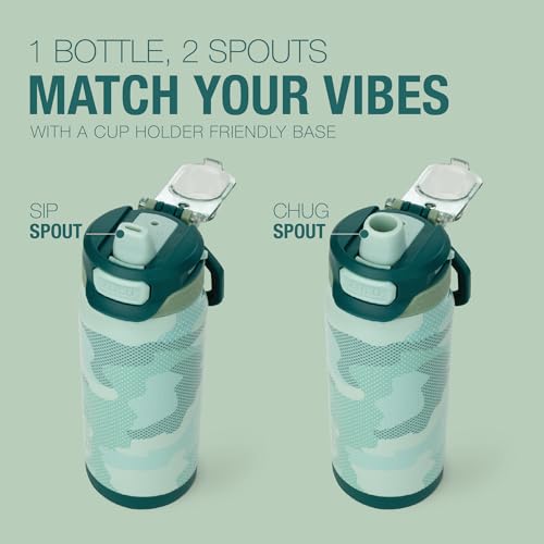 ZULU Powerfill Pro 18oz Kids Stainless Steel Water Bottle with Quick Fill Lid, Triple Wall Vacuum Insulated, Leak Proof Locking Lid, Sip & Chug, Reusable, BPA Free, Dishwasher Safe, Green Camo - color: Green Camo
