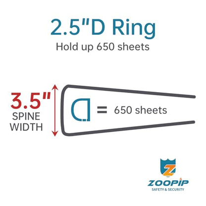 Fireproof 3 Ring Binder with Zipper, 2.5 Inch D Rings Hold up 650 Sheets of 8.5" x 11" (A4), Compatible with Clear Page Protectors, Built-in net and Pen Holder (1 Pcs, Black, 2.5") - color: Black, size: 2.5", style: 1 Pcs