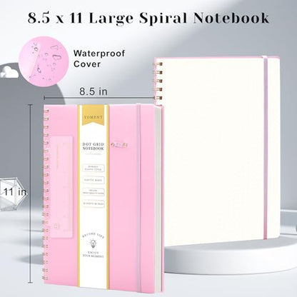 Yoment Bullet Dotted Journal Spiral Notebook 8.5 x 11 A4 Large Dot Grid Notebooks, 100 GSM Thick Dot Paper, Journaling Notebooks for Work School Sketching, A4 Pink - color: Pink, style: F - Dotted - A4