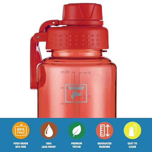 Fanhaw 32 oz Clear BPA-Free Tritan Water Bottle with Fast-Flow Spout Lid, BPA-Free & Leak-Proof Wide-Mouth Reusable Bottle for Gym, School & Office, Back to School Essentials (Red) - color: Red, style: 32 Ounces