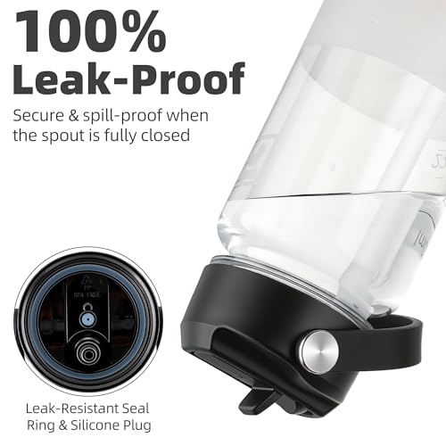 Fanhaw 32 oz Clear Water Bottle with Straw Lid - Tritan, BPA-Free, Lightweight, Wide Mouth, Leak-Proof, Perfect for Gym, Travel, School, Office, and Sports(Clear & Black) - color: Clear & Black