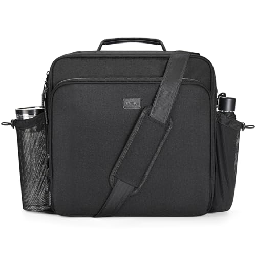 3 Inch 3-Ring Zipper Binder with Water Bottle Holder and Handle | D-Ring Zip Up Binder with Shoulder Strap, 700 Sheet Capacity, Compatible with 13" MacBook/Tablet, for School, Office, Black - color: Black