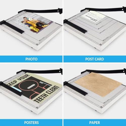 Paper Cutter for Cardstock Heavy Duty 12 inch, 12" Cut Length Guillotine Paper Trimmer for Cardstock Metal Base, for Home Office Classroom School