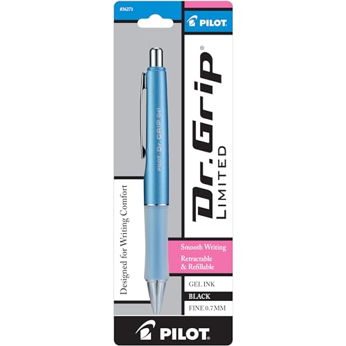 Pilot Dr. Grip Limited Gel Pen, Black Ink, Single Pen | Ideal for School, Journaling & Office Writing - color: Blue Barrel, size: 1 Count (Pack of 1)