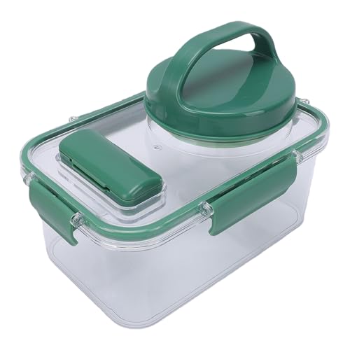 Rectangular Salad Bowl, Salad Container Box with 4 Condiment Containers, Large Capacity Transparent Food Grade Portable for Office Lunch Picnic Travel