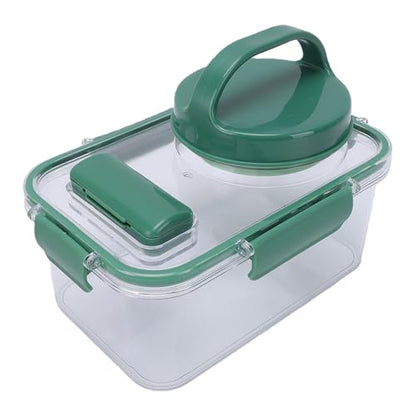 Rectangular Salad Bowl, Salad Container Box with 4 Condiment Containers, Large Capacity Transparent Food Grade Portable for Office Lunch Picnic Travel