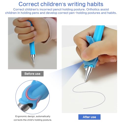 WANFRES Magic grooved Writing Practice Books Great for Beginners, 5 Books, 2 pens, 2 Pencil Grips, 20 Refills. grooved Handwriting Practice for Kids 3-10, Reusable grooved Handwriting workbooks. - color: 5 books with pen