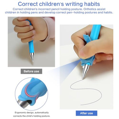 WANFRES Magic grooved Writing Practice Books Great for Beginners, 5 Books, 2 pens, 2 Pencil Grips, 20 Refills. grooved Handwriting Practice for Kids 3-10, Reusable grooved Handwriting workbooks. - color: 5 books with pen