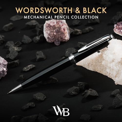 Wordsworth and Black Mechanical Pencil Graphite Lead- Stunning Luxury Metal Pencil, Black Lacquer Chrome Finish, 0.7mm Led, Best Gift Set for Men & Women, Professional Executive Office Pencils - color: Black Chrome