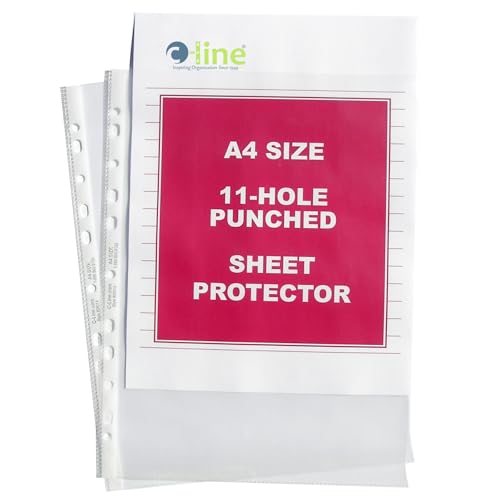 C-Line Top Loading Heavyweight Poly Sheet Protectors, Clear, A4 Size, 11.75 x 8.25 Inches, 50 per Box (08013) - size: 11 3/4 X 8 1/4