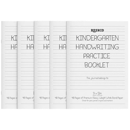 Reskid 5-Pack of 48-Page Kindergarten Writing Paper Booklets with Dotted Lines - 240 Pages of Blank Handwriting Practice Paper - Kindergarten Notebook, Elementary Lined Writing Paper - style: Kindergarten Handwriting