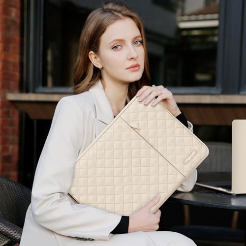 MOSISO Laptop Case 16 inch, 15-15.6 inch Laptop Sleeve Compatible with MacBook Pro 16, HP Dell Acer ASUS Lenovo Notebook, Square Quilted Vertical Computer Bag with Pocket&Small Case, Sand - color: Sand, size: 16 inch