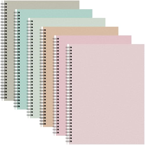 Glenmal 6 Pcs Spiral Notebook for Work A4 8.5 x 11'' | College Ruled Spiral Journal Notebook Kraft Cover Ruled Paper, 120 Sheets 240 Pages for Office Study Supplies(Bohemian Colors) - color: Bohemian Colors