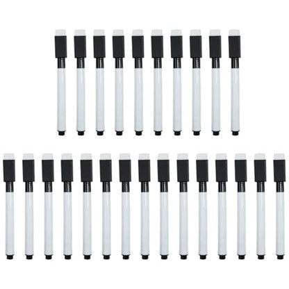 25PCS Black Magnetic Mini Dry Erase Markers, 4.5 Inch Mini Whiteboard Marker Pens with Eraser Cap, Low Odor Fine Tip for School, Office, and Business Use