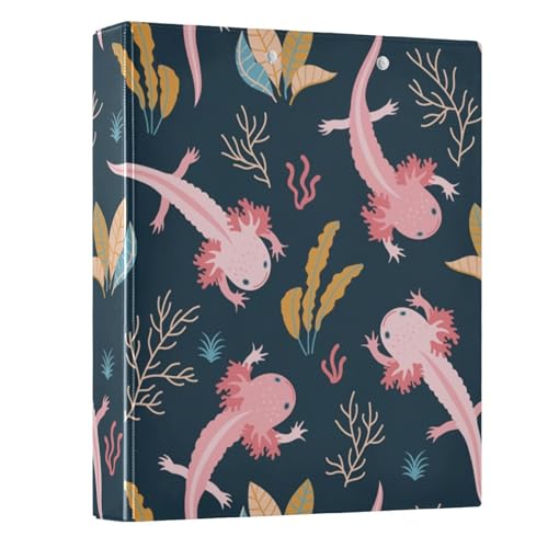 Axolotl 3-Ring Binder,1.5 Inch D-Ring Organizer Folder Clipboard Binder for Work Office School - color: Coloe3