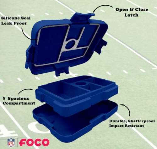 FOCO NFL Unisex-Adult Officially Licensed 2-Tone Big Logo Team Color Football Leak Proof 5 Compartment Bento Lunch Box - New York Giants - color: New York Giants