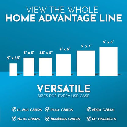 Home Advantage 5x8 Blank Index Cards - Our 50 Pack of Plain Index Cards Use Heavy Duty Cardstock to Make Them Bleed Proof - These Big Flash Cards Make Perfect Blank Note Cards & Blank Flashcards - size: 5x8