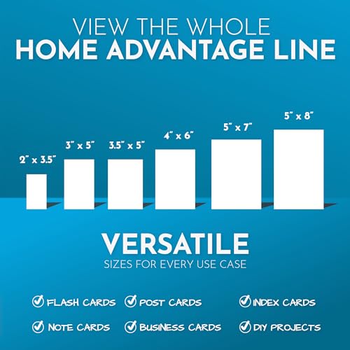 Home Advantage 5x8 Blank Index Cards - Our 50 Pack of Plain Index Cards Use Heavy Duty Cardstock to Make Them Bleed Proof - These Big Flash Cards Make Perfect Blank Note Cards & Blank Flashcards - size: 5x8