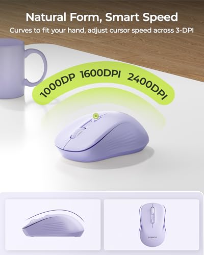 seenda Wireless Bluetooth Keyboard Mouse Combo, Ergonomic Keyboard with Wrist Rest, Silent Mouse, USB & Bluetooth Multi-Device, Full-Size Compatible for Windows PC Laptop Mac MacBook, Purple - color: Purple