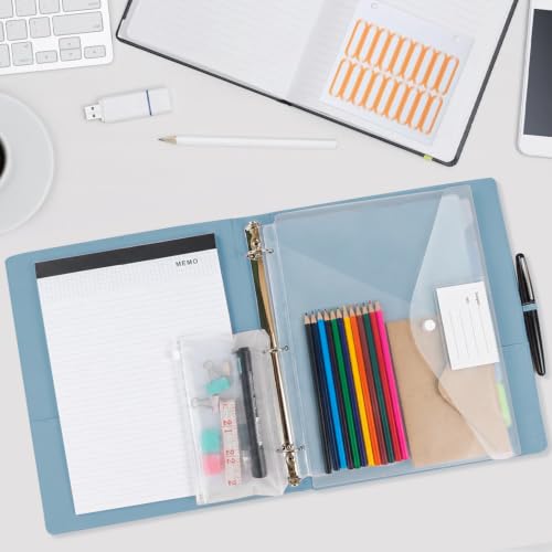 3 Ring Binder with Clipboard,1 Inch Binders with Notepad&5 Dividers with Pockets, Labels,PU Clipboards for School Office(Blue,Letter Size) - color: Blue, size: Letter Size - 1 Inch