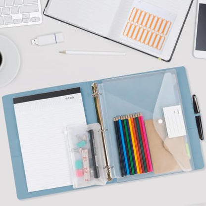 3 Ring Binder with Clipboard,1 Inch Binders with Notepad&5 Dividers with Pockets, Labels,PU Clipboards for School Office(Blue,Letter Size) - color: Blue, size: Letter Size - 1 Inch