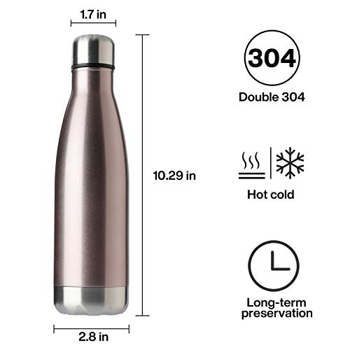 MEWAY 17oz Sport Water Bottle 8 Pack Vacuum Insulated Stainless Steel Leak-Proof Double Wall Cola Shape Water Bottle,Keep Drinks Hot & Cold (Rose Gold,8 Pack) - color: Rose Gold
