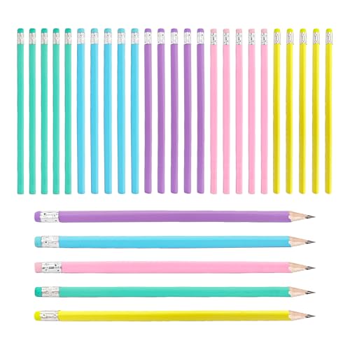 pson 30Pcs HB Graphite Pencils with Erasers, Unsharpened Round Triangular Grip Pencils for School, Office, Drawing, Sketching, and Writing(Assorted Colors) - color: Assorted Colors
