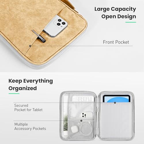 DTTO 9-11 Inch Tablet Sleeve Bag for iPad A16 11-in/Air 11-in M3 M2, iPad 10th Gen 10.9", iPad 9/8/7th Gen 10.2", iPad Air 5/4th Gen 10.9", iPad Pro 11, Galaxy Tab A9+, Waterproof Travel Bag, Apricot - color: Apricot, size: 9-11 Inch