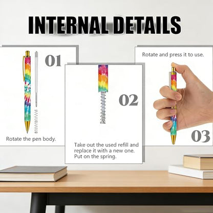 Ballpoint Pen 4Pcs Click Black Ink Metal Retractable 1.0 mm Medium Ballpoint Pens Quick Dry for Office School (Colorful) - color: Colorful
