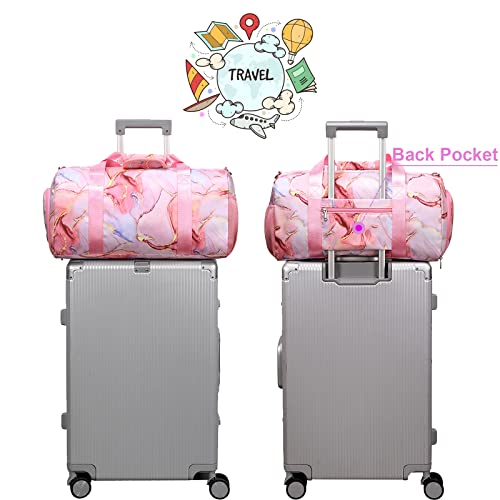 Jumpopack Dance Bag for Girls Teens Gym Gymnastic Bags Travel Bags for Weekender Sleepover Overnight Bag with Shoe Compartment and Wet Pocket - color: Pink