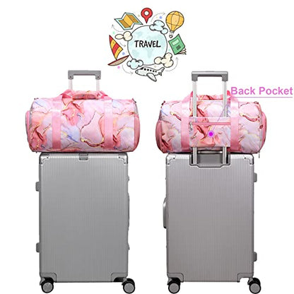 Jumpopack Dance Bag for Girls Teens Gym Gymnastic Bags Travel Bags for Weekender Sleepover Overnight Bag with Shoe Compartment and Wet Pocket - color: Pink