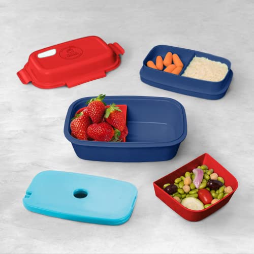 Ultimate Bento Box - Lunch Box for Kids & Adults with Removable Ice Pack - Leakproof, Multi-Compartment Food Container with Removable Containers - Microwave & Dishwasher Safe (Red, Blue, Red) - color: Red, Blue, Red