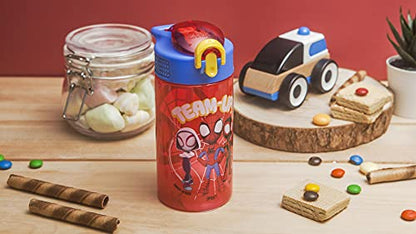 Zak Designs Marvel Spider-Man Kids Water Bottle with Spout Cover and Carrying Loop, Durable Plastic, Leak-Proof Water Bottle Design for Travel (16 oz, 2-Pack, Spidey and His Amazing Friends) - color: Spidey and His Amazing Friends 2pk