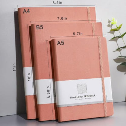 AHGXG Lined Journal Notebook - 320 Pages Thick Journal for Women, Large Notebook A4 College Ruled, 8.5''×11'', 100gsm Thick Paper, Leather Softcover - Pink - color: Pink, size: A4