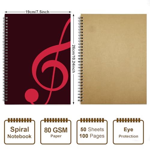 MAXCURY Blank Sheet Music Composition Manuscript Staff Paper Art Music Notebook Black 100 Pages 26x19cm (Wine/Fuchsia) - color: Wine/Fuchsia